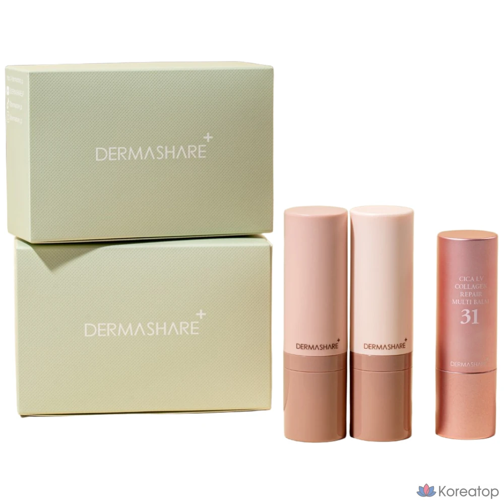 Тональный крем-стик Dermashare Vegan Natural Cover Stick Foundation 14 г + Cica LV Collagen Repair Multi-Balm 11 г, № 21 + Collagen Multi-Balm, 1 шт.