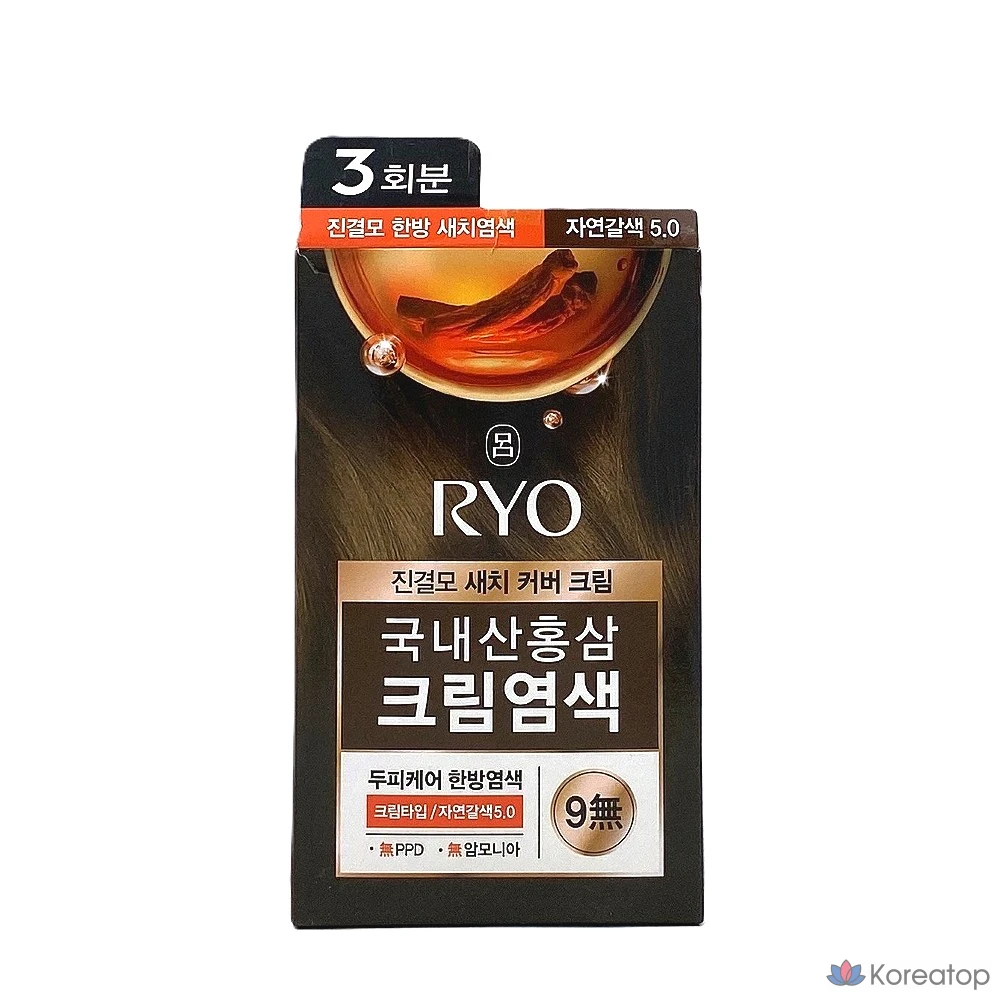 Крем для закрашивания седых волос Ryeo Jingyeolmo, 120 г, 1 упаковка, натуральный коричневый 5.0