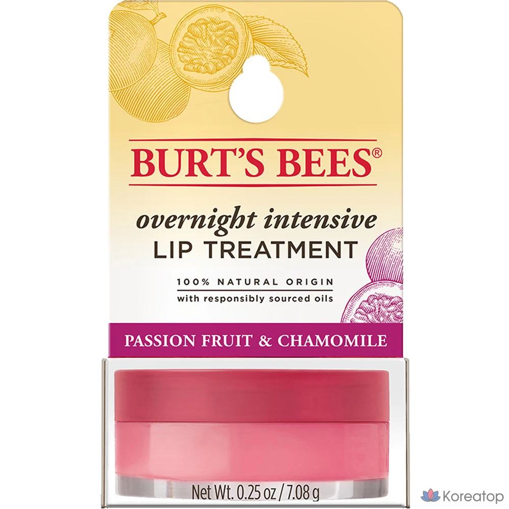 Бальзам для губ Burt's Bees Overnight Intensive Lip Treatment, оттенок Passion Fruit & Chamomile, 7.08 г, 1 шт.