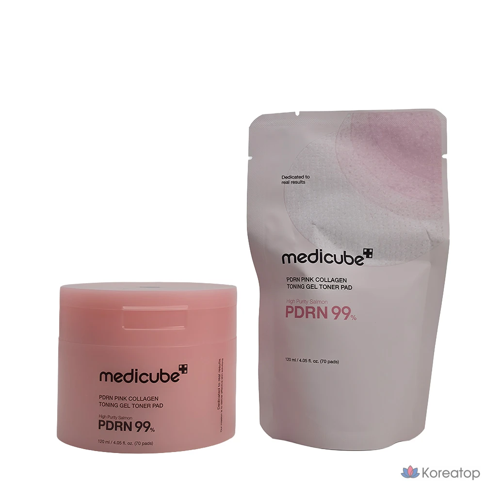 Тонер-пэды Medicube PDRN Pink Collagen Toning Gel Toner Pad, 120 мл, 70 шт.