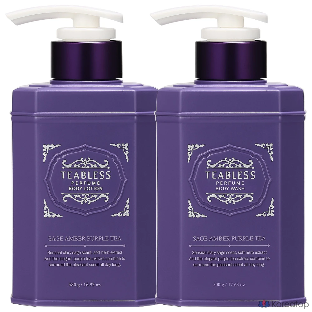 Лосьон для тела TEABLESS Purple Tea Floral Woody 480 г + гель для душа 500 г, 1 шт.