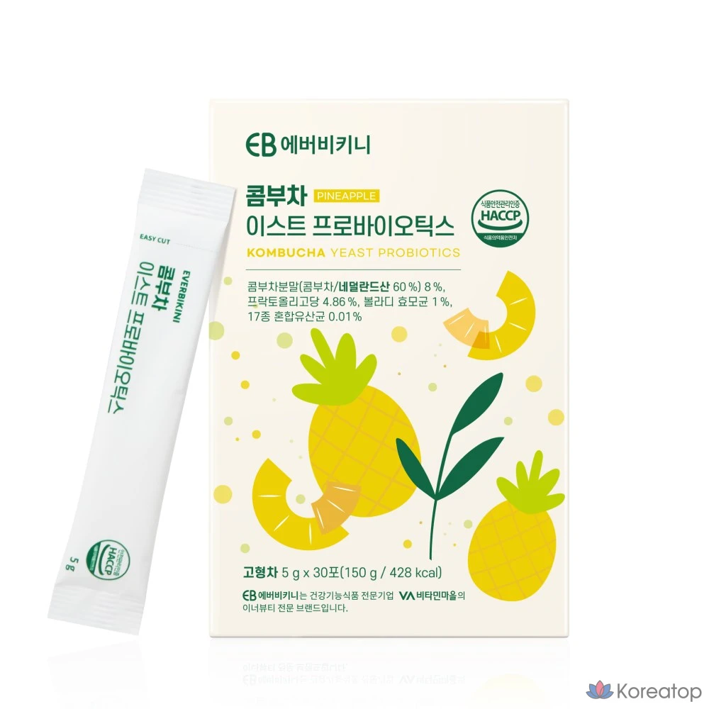 Порошок EverBikini Kombucha East Probiotics Pineapple Flavor, 150 г, 30 шт.