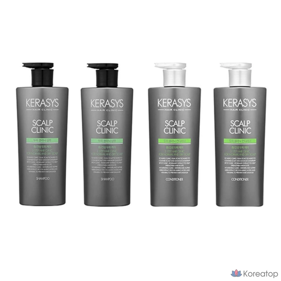 Набор для ухода KeraSys Scalp Clinic Shampoo x2 + Rinse x2, 750 мл, 1 шт.