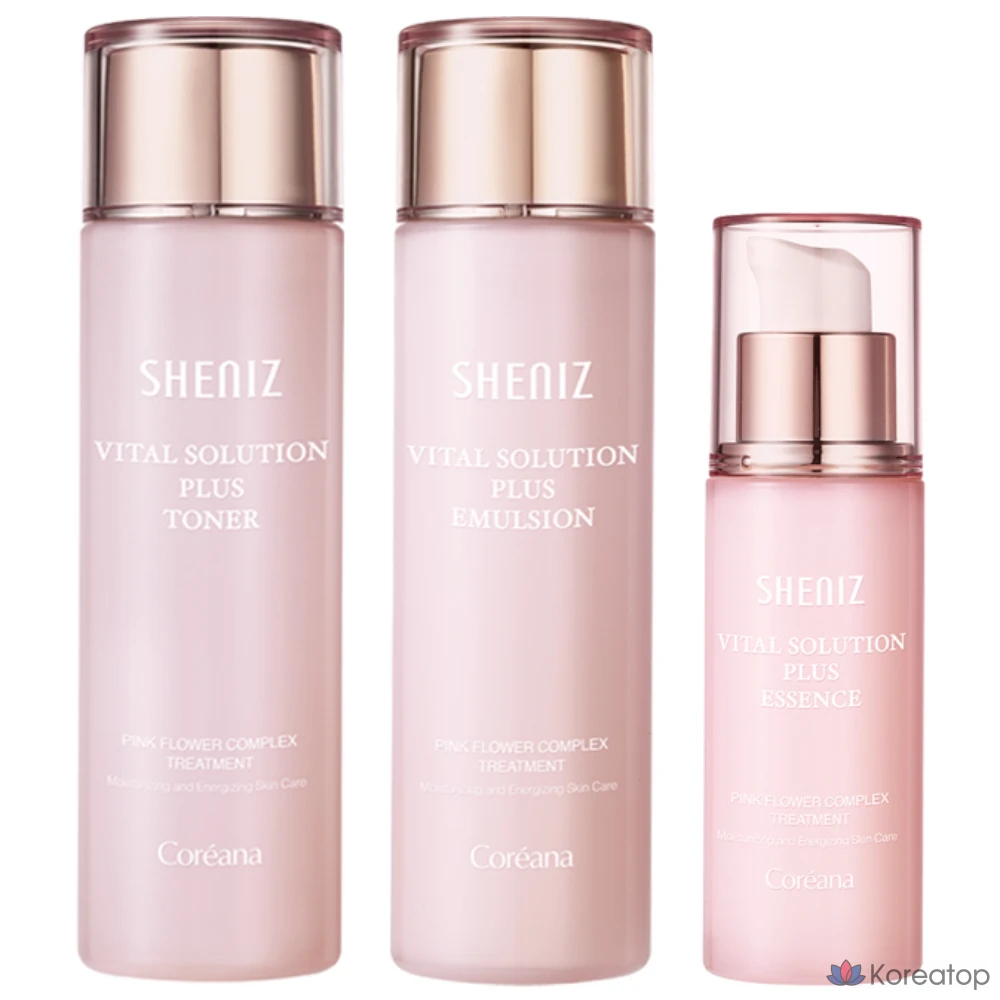 Набор для повышения эластичности кожи Coreana Shine: тоник Vital Skin Toner 150 мл + эмульсия 150 мл + эссенция 55 мл, 1 шт.