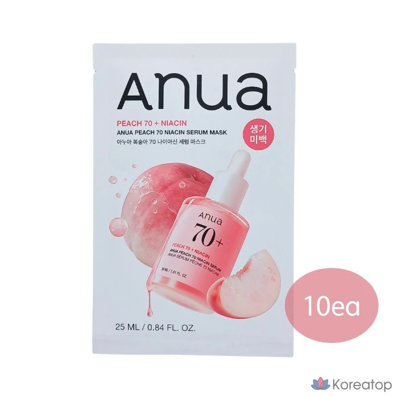 Тканевая маска для лица Anua Peach 70 Niacin Serum Mask, 10 шт.