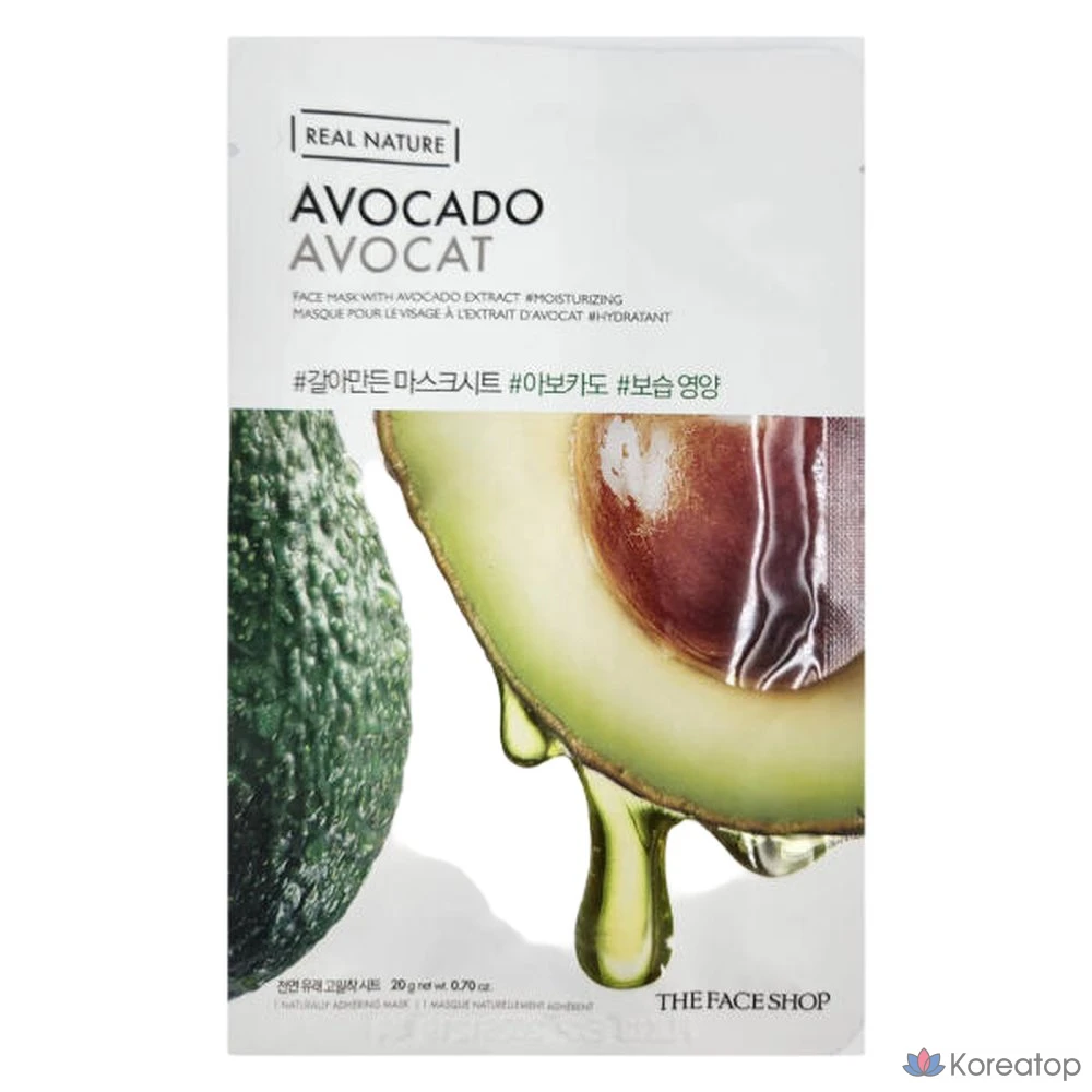 Тканевая маска для лица The Face Shop Real Nature Mask Sheet Avocado, 20 шт.