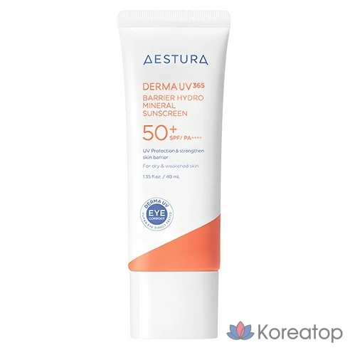 Крем солнцезащитный увлажняющий и успокаивающий AESTURA Aestura Derma UV365 Barrier Hydro Mineral Sunscreen SPF50+, 40 мл