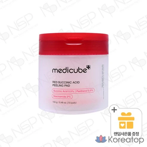 Начните с сегодняшнего дня Medicube Red Peeling Pad с янтарной кислотой, 70 листов + Случайный подарок, Быстрая доставка, 1 штука, 70 штук