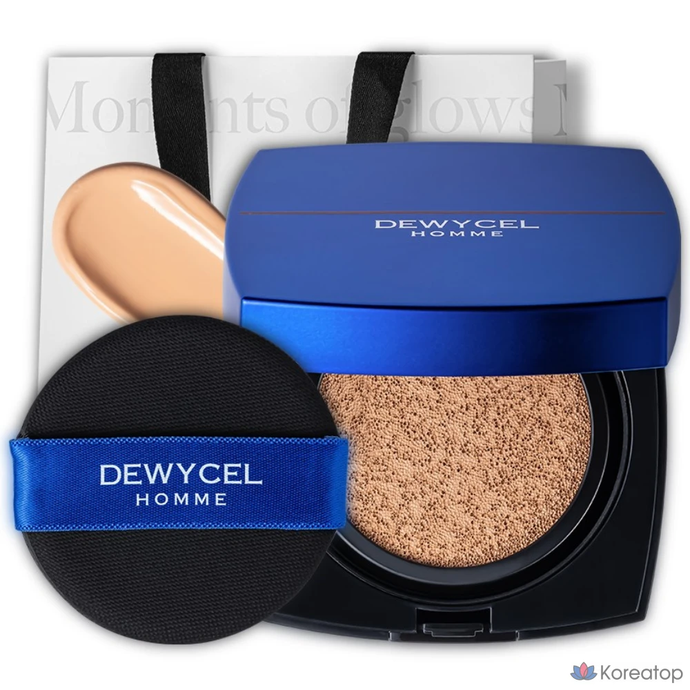 Тональный крем DEWYCEL Homme UV True Cover Cushion Pore Cover SPF50 PA+++, 1 шт., цвет № 1, оттенок «Слоновая кость».