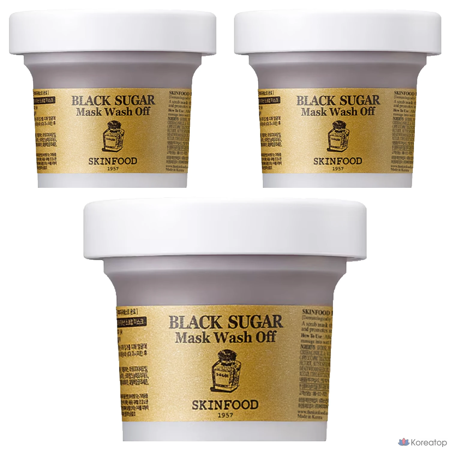 Пилинг-маска Skinfood Black Sugar Mask Wash Off, 3 шт.