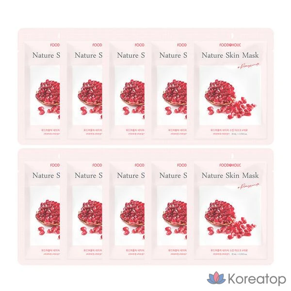 Тканевая маска для лица FoodaHolic Nature Skin Mask Pack Pomegranate, 10 шт.