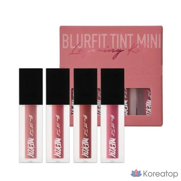 Набор тинтов для губ MERZY Blur Fit Mini Layering Lip Tint Kit (BT5 Jeolje + BT6 Heungmi + BT8 Jungdok + BT12 Monghwan), 1.5 г, 4 шт.