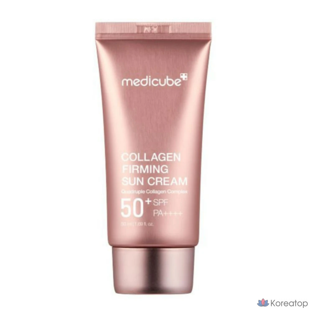 Renewal Medicube Deep Collagen Firming Sun Cream, 50 мл, тройного действия, персиковый цвет, 1 шт.