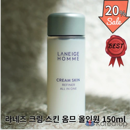 Крем для лица Laneige Cream Skin Homme All-in-One 150 мл, мужской лосьон-ампула для ухода за чувствительной кожей, от прыщей, увлажняющая эссенция, 1 шт.
