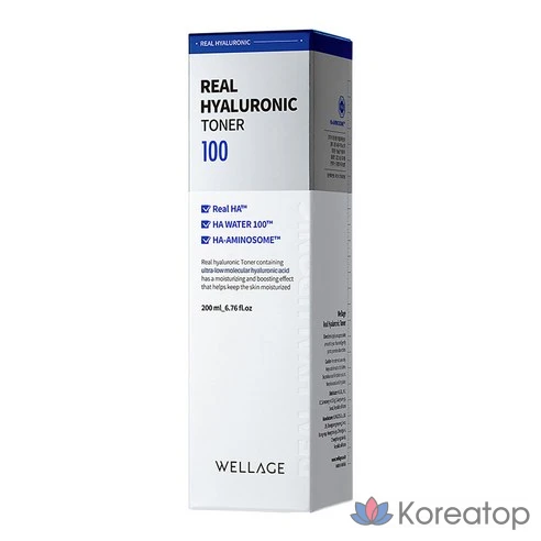 Тонер для лица WELLAGE Real Hyaluronic 100, 200 мл
