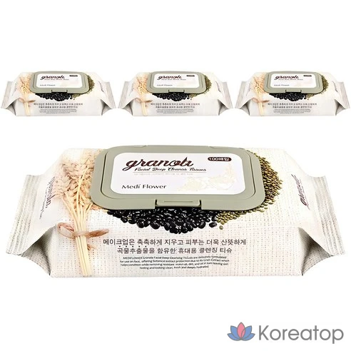 Очищающие салфетки для снятия макияжа со злаками Medi Flower