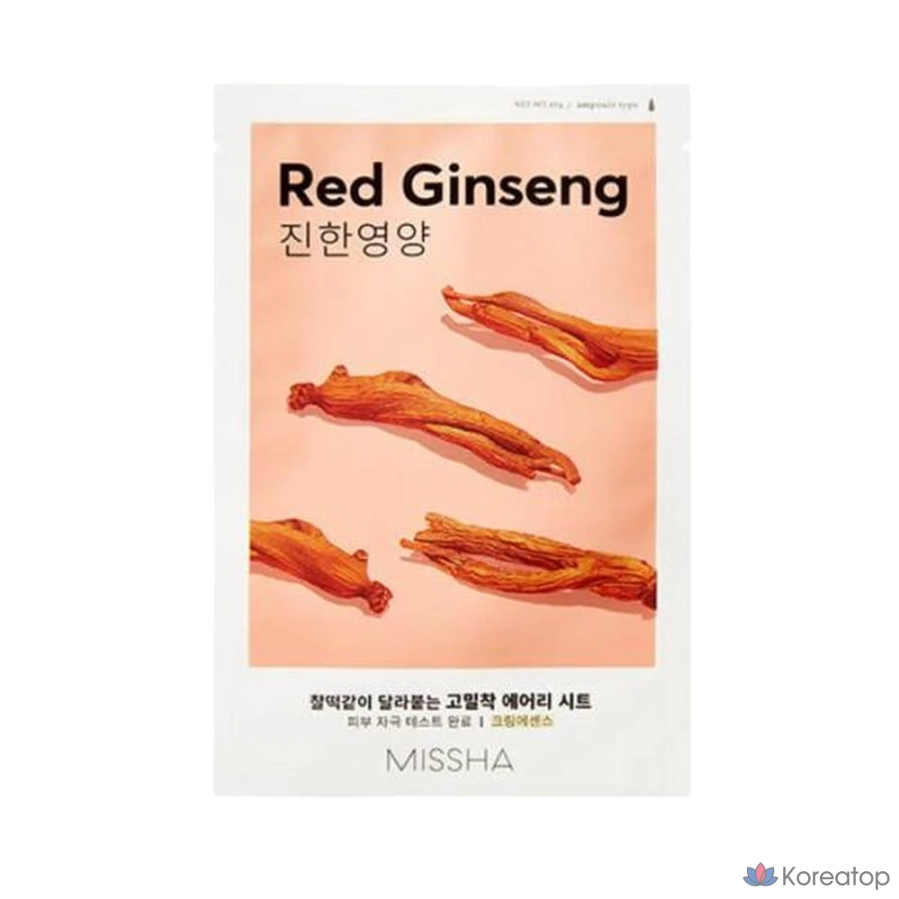 Тканевая маска для лица Missha Airy, 10 листов, красный женьшень, 1 шт.