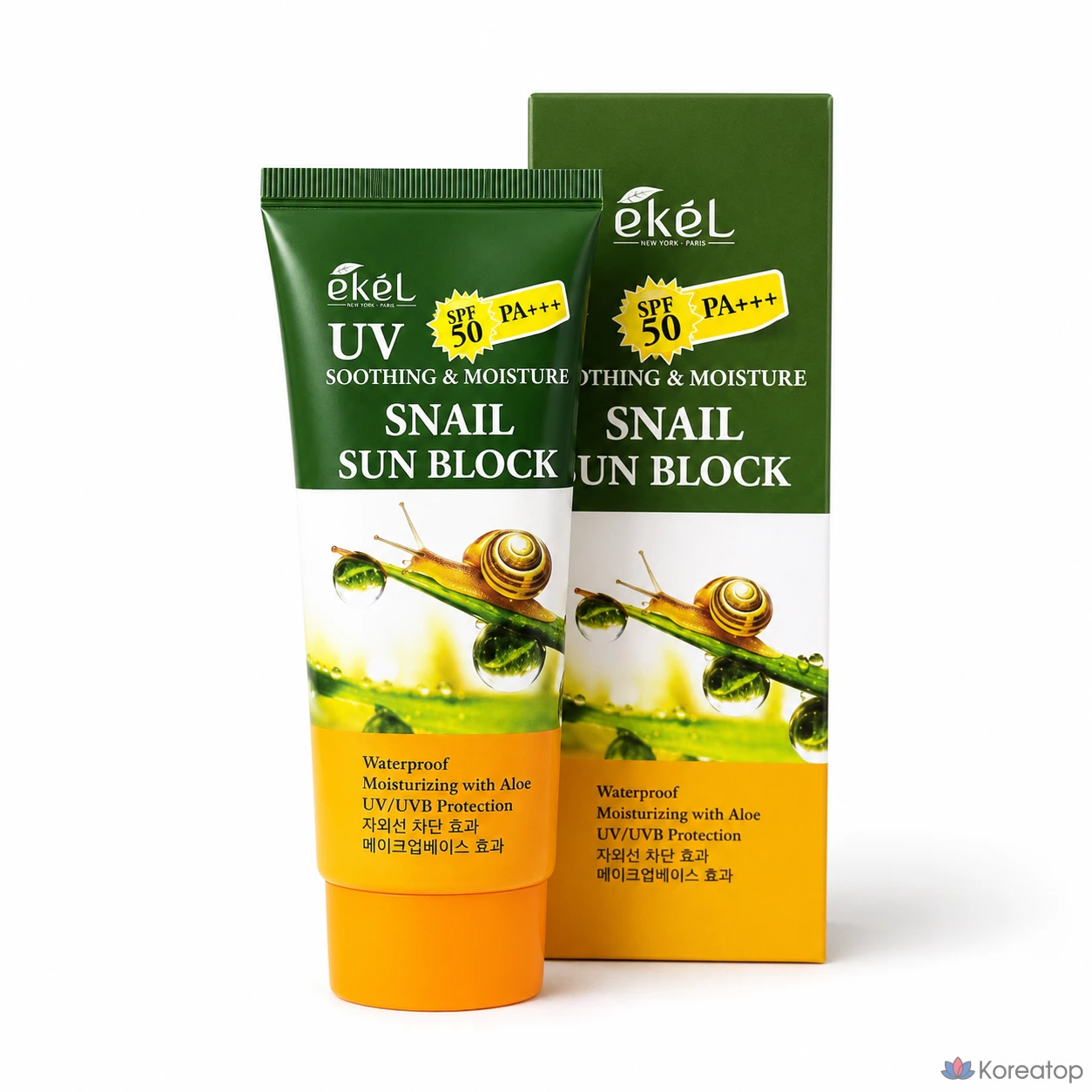 Солнцезащитный крем Ekel Tone-Up Moisture Sun Cream Lotion Block Soothing Snail, 70 мл, 1 шт.