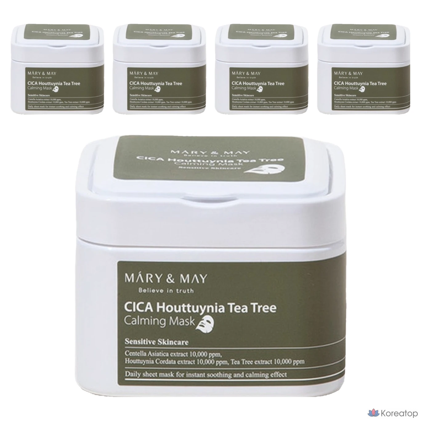 Тканевая маска для лица Mary&May Cica Houttuynia Cordata Tea Tree Calming Mask, 400 г, 30 шт.