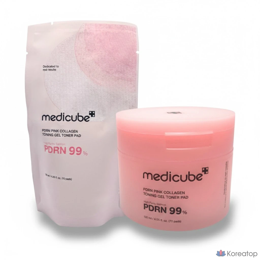 Тонер-пэды Medicube PDRN Pink Collagen Toning Gel Toner Pad, 120 мл, 70 шт.