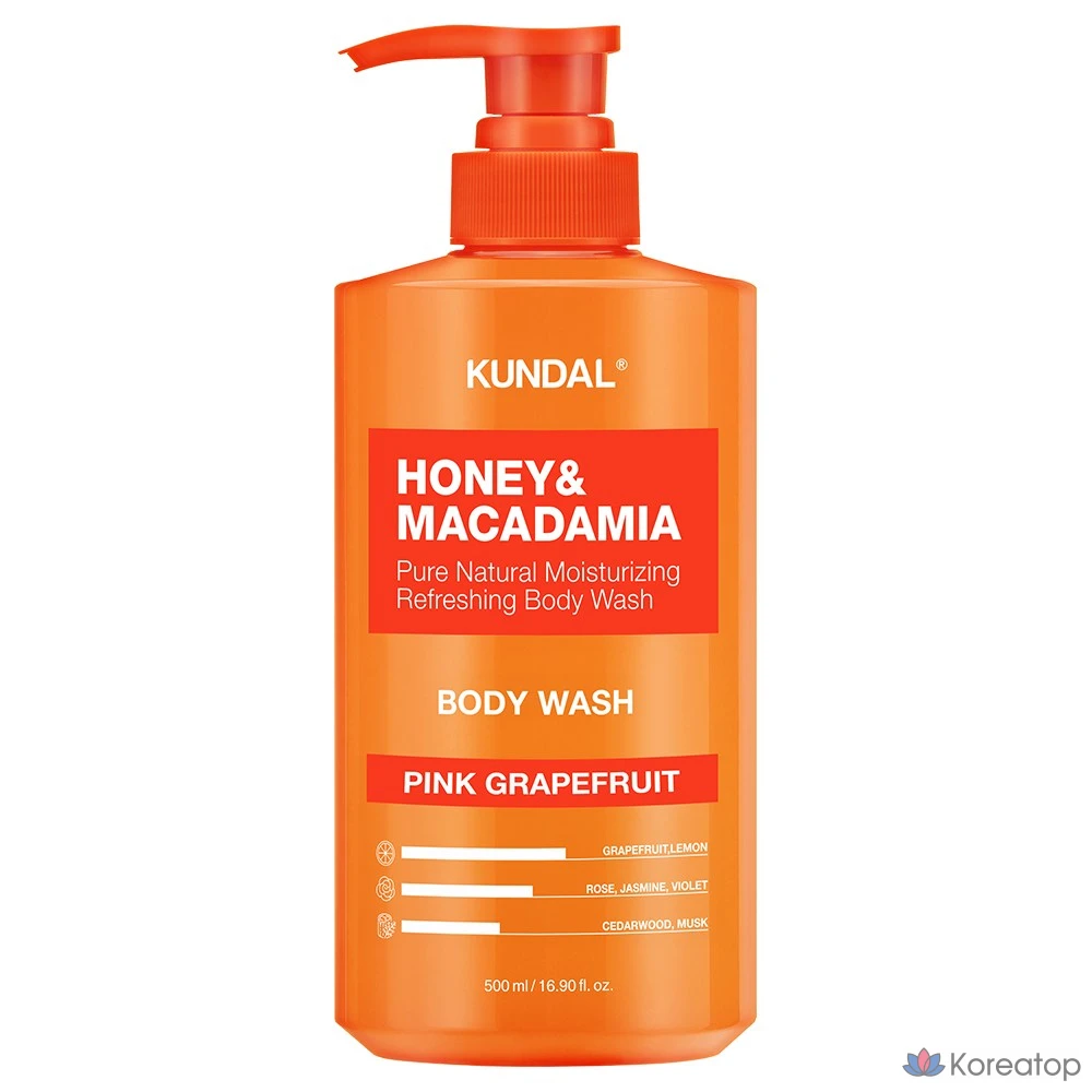 Гель для душа Kundal Pure с ароматом розового грейпфрута, 500 мл, 1 шт.