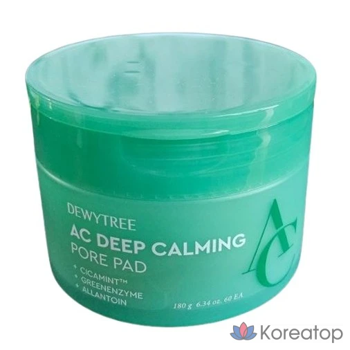 [Dewytree] AC Control Глубоко успокаивающие зеленые подушечки для сужения пор, 60 листов. Успокаивающие гипоаллергенные зеленые микрофибровые тонизирующие подушечки. Отшелушивание, впитывание, контроль выработки кожного сала, уход за порами, улучшение текстуры кожи. 60 листов. 1 упаковка.
