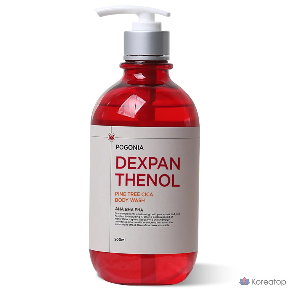 Гель для душа Pogonia Dexpanthenol Pine Tree Cica, с функциональной сертификацией против акне, для лечения акне, с экстрактом центеллы азиатской, слабокислый, 1 шт., 500 г