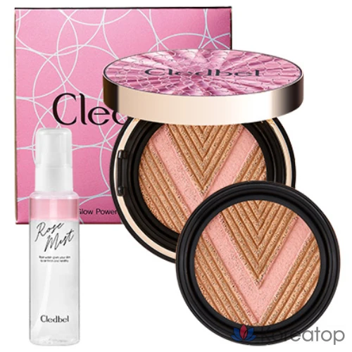 Набор Cledbel Glow Power Lift V Pink Cushion Foundation 13 г + сменный блок 13 г + спрей для лица Rose Mist 100 мл, № 23, 1 шт.