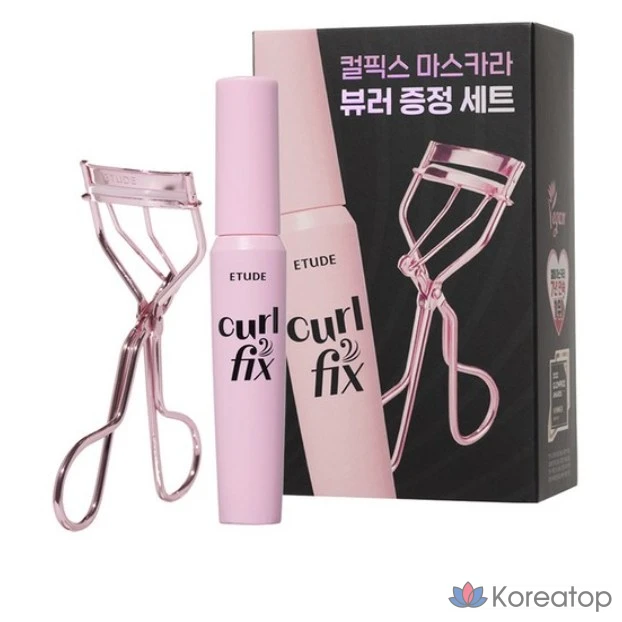 Набор Etude Curl Fix Mascara 8 г + щипцы для завивки ресниц, черный, 1 шт.
