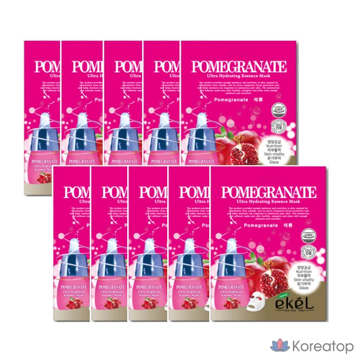 Маска для лица Ekel с гранатом, 100 листов, 1 упаковка