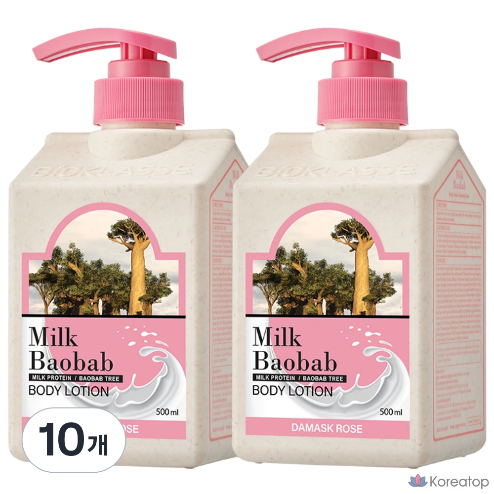 Лосьон для тела Milk Baobab с ароматом дамасской розы, 500 мл, 10 штук.