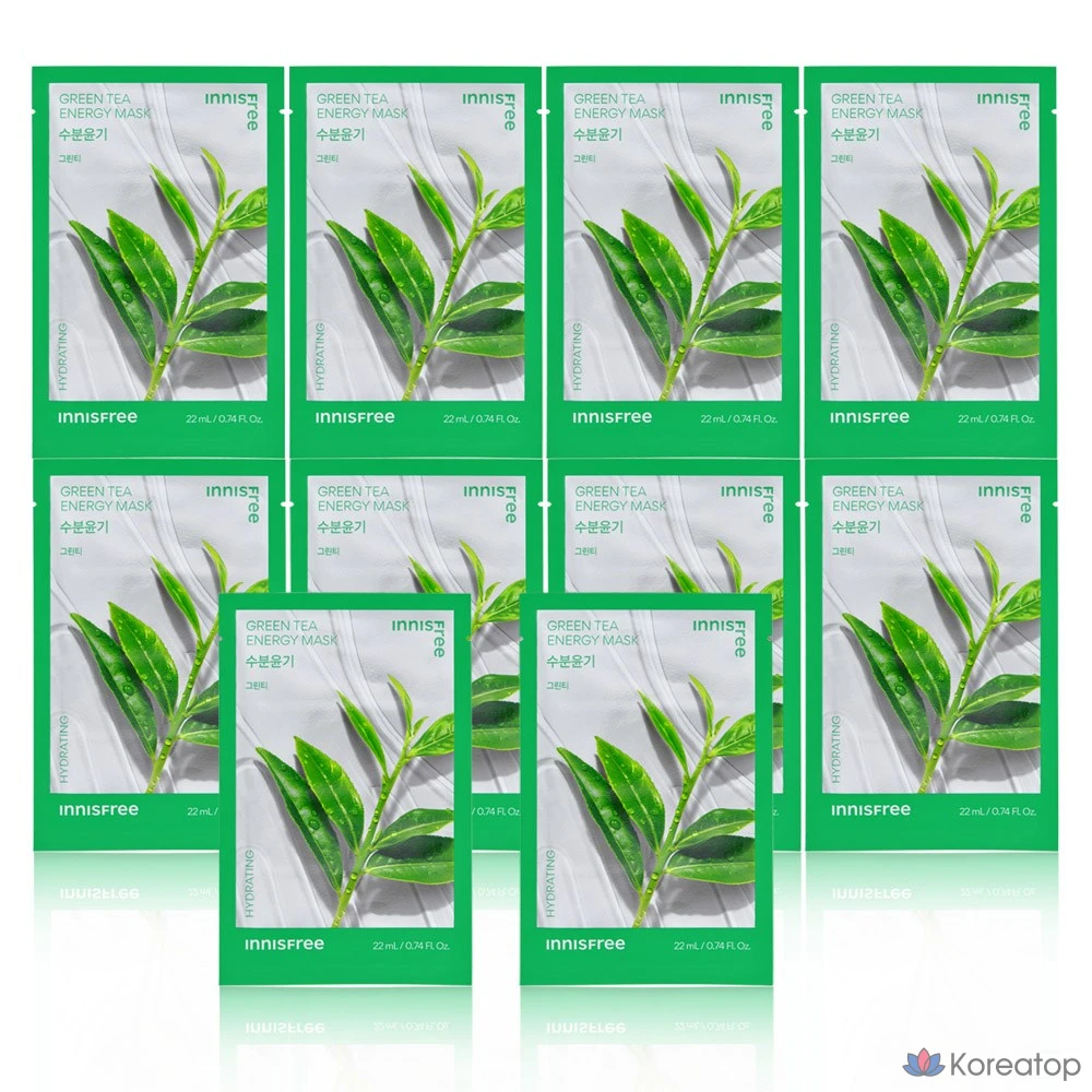 Тканевая маска для лица Innisfree Energy Mask Green Tea, 10 шт.