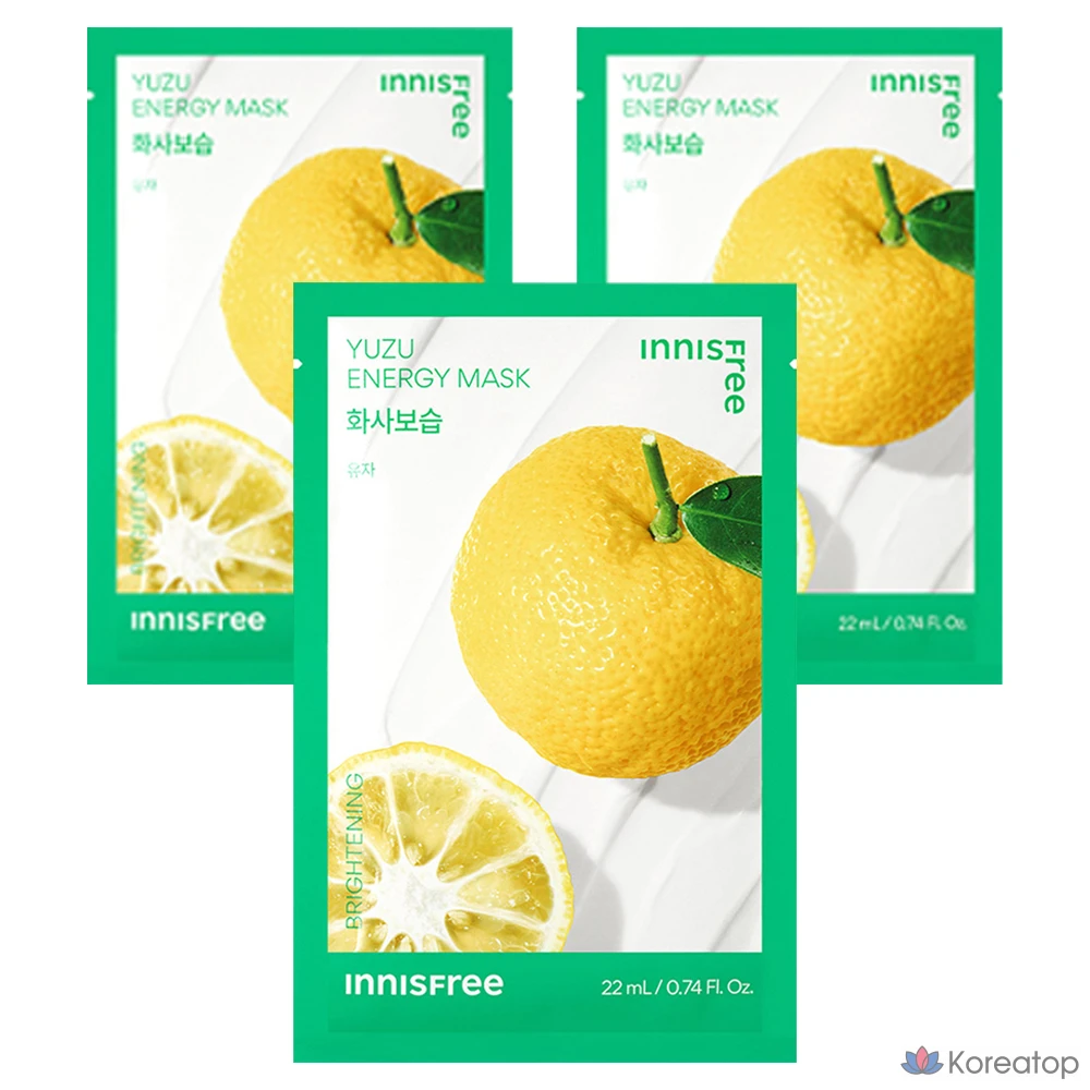 Тканевая маска для лица Innisfree New Yuja Energy Mask, 22 мл, 3 шт.
