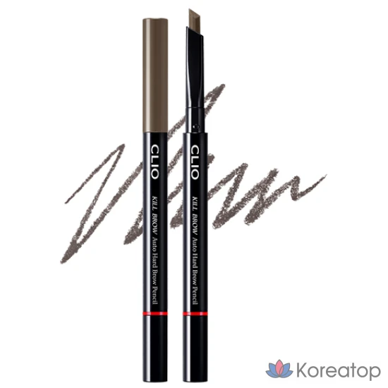 Карандаш для бровей Clio Kill Brow Auto Hard Brow Pencil 24AD, оттенок 01 Natural Brown, 1 шт.