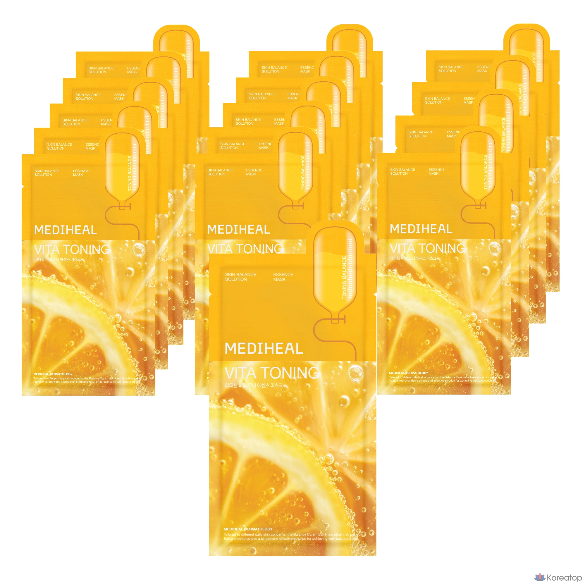 Набор тонизирующих масок-эссенций Mediheal Vita, 20 мл, 1 упаковка, 15 штук.