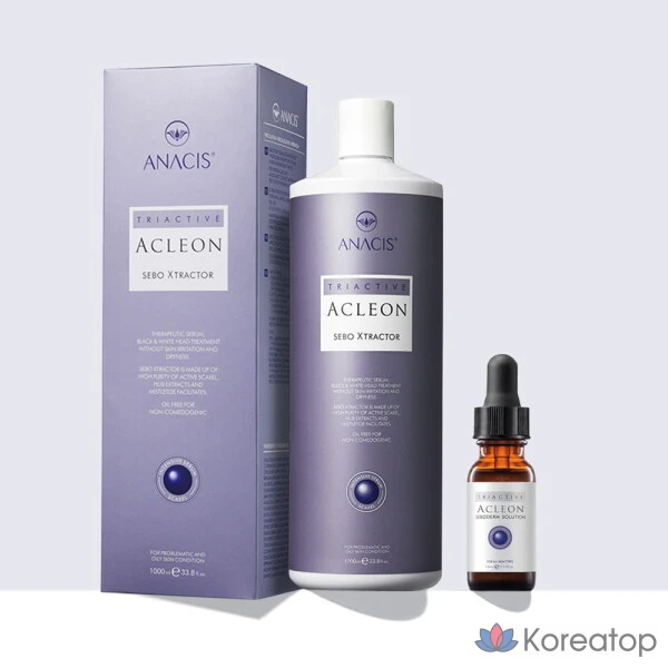 Anacis Acleon Дерматологическое средство для смягчения кожного сала и удаления черных точек, 1000 мл, 1 шт.