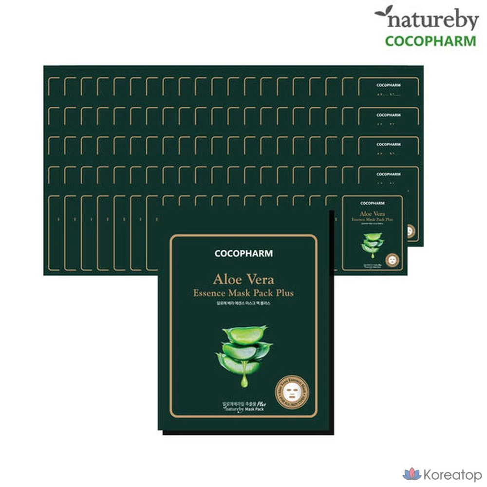 Набор масок для лица Natureby Aloe Essence Mask Pack Plus, 100 листов, 1 упаковка.