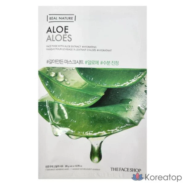 Тканевая маска для лица The Face Shop Real Nature Mask Sheet Aloe, 20 шт.