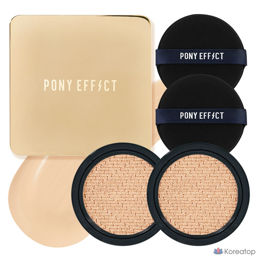 Тональный крем-кушон Pony Effect Coverstay Cushion Foundation EX, 15 г, сменный блок 2 шт., оттенок Cool 21 Rosy Ivory, 1 шт.