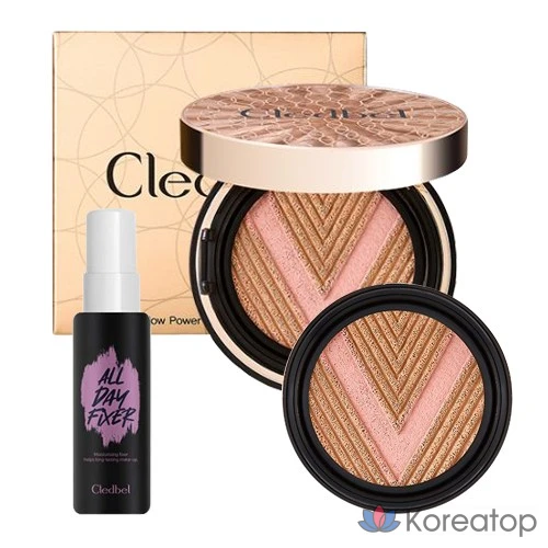 Clédbel Glow Power Lift V (№ 23, № 21) 13 г + сменный блок фиксатора 50 мл, тональный крем-кушон, розовое золото (№ 23), 1 шт.