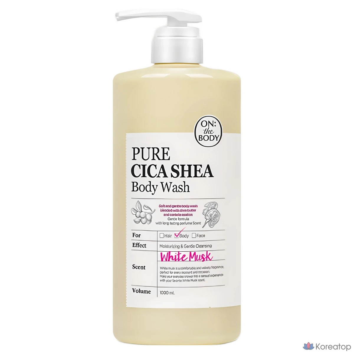 Гель для душа On the Body Pure Derma Really Gentle Body Wash для всей семьи, аромат белого мускуса, 1 л, 1 шт.