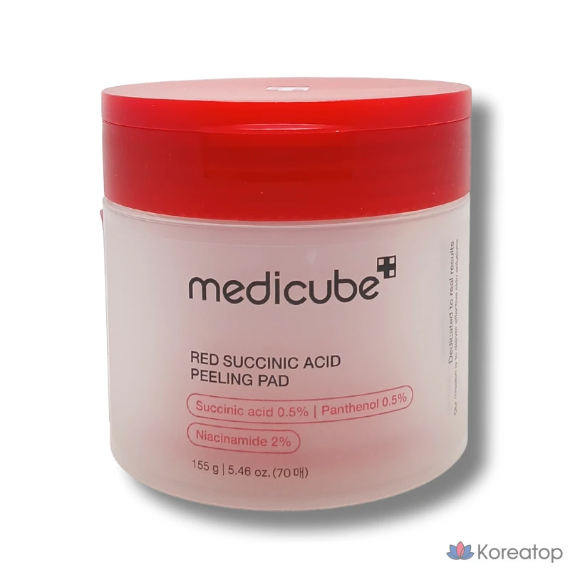 Отшелушивающие подушечки Medicube с красной янтарной кислотой, модель 2024, 70 листов, 1 упаковка.