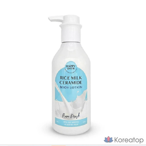 Лосьон для тела Happy Bath с рисовым молоком и керамидами, аромат "Чистый мускус", 400 г, 1 шт.