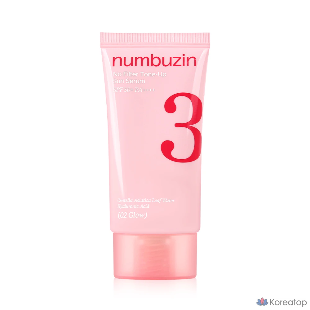 Солнцезащитный крем Numbuzin No.3 Porcelain Base Tone Up Beige Sunscreen SPF50+ PA++++, оттенок 02 Glow, 50 мл, 1 шт.