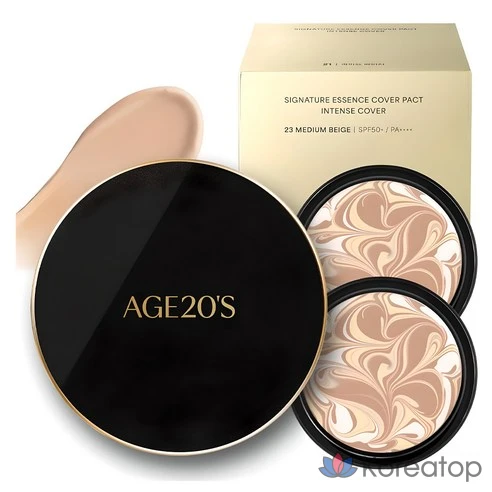 Кушон для лица AGE 20&#039;s Signature Pact Intense Cover SPF50+AGE 21 тон, тональный крем + набор для заправки 14 г х 2 упаковки, № 23
