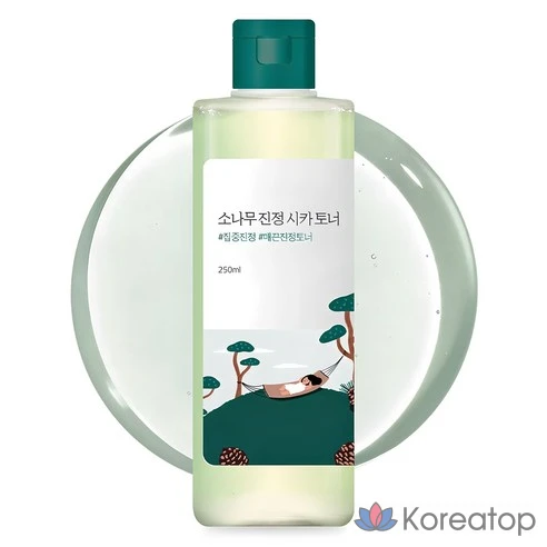 Успокаивающий тоник для лица с экстрактами сосны и центеллы Round Lab Pine Calming Cica Toner, 250 мл