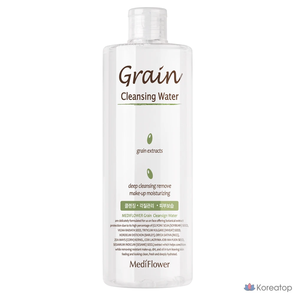 Гидрофильная вода MediFlower Grain Facial Cleansing Water, 500 мл, 1 шт.