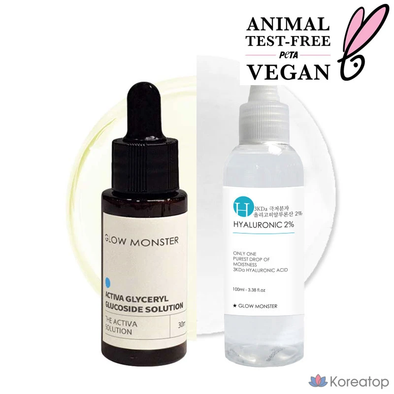 Glow Monster Activa Раствор глицерилглюкозида 30 мл + 2% раствор олигогиалуроновой кислоты 3 кДа 100 мл, 1 шт.