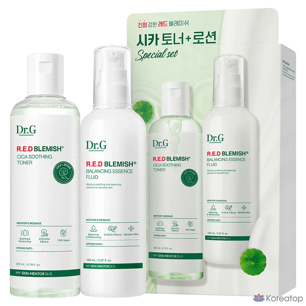 Набор для ухода Dr. G Red Blemish Cica Toner + Lotion 2-piece Set, 200 мл + 150 мл, 1 шт.