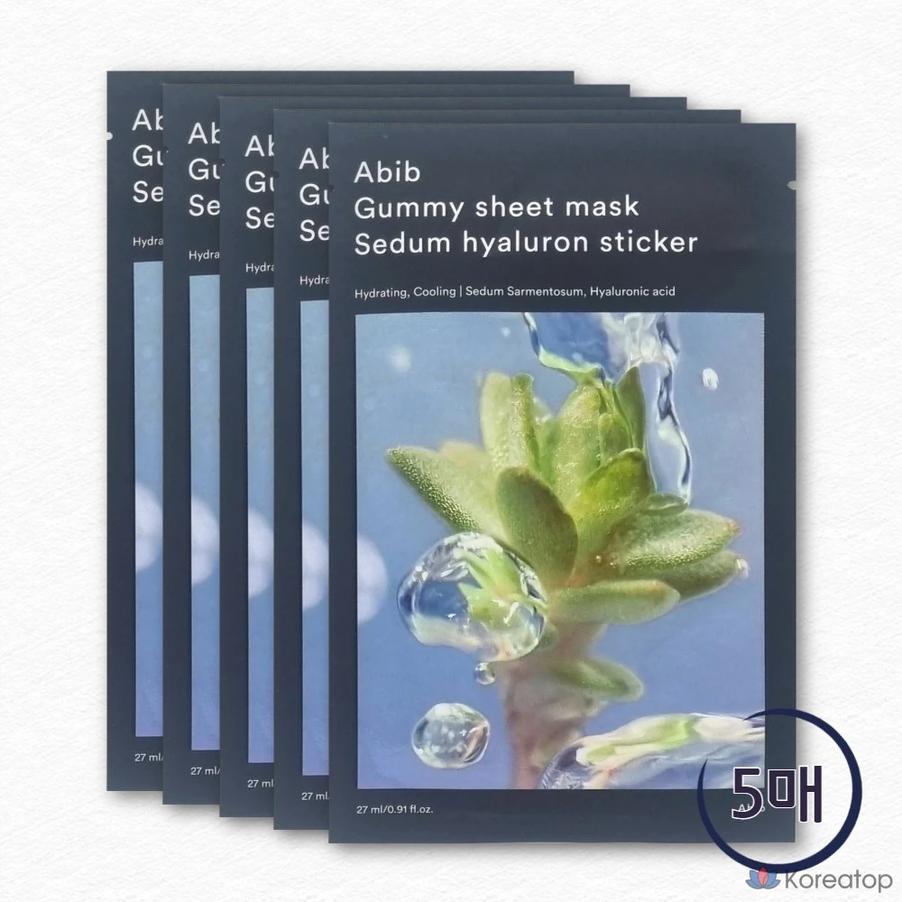 Увлажняющая тканевая маска Abib с травами и гиалуроновой кислотой, 27 мл, 5 штук, 1 упаковка.